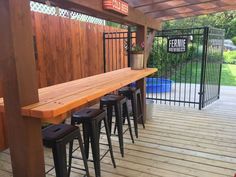 Backyard Patio Designs With Bar, Bar Patio Ideas, Under Deck Bar, Grill Deck, Deck Bar, Porch Bar, Grill Gazebo, Outdoor Kitchen Bars