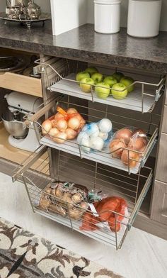 an open cabinet filled with lots of food