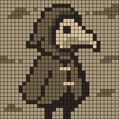 a pixellated image of a person wearing a hat and scarf