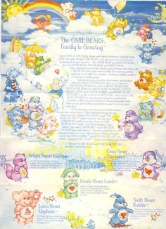 the care bears family is growing children's nursery wall art poster print, 12x16