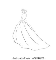 a line drawing of a woman in a dress