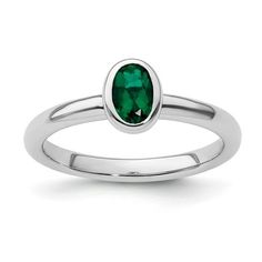 Features: Material: Primary - Purity: 925 Finish: Polished Stone Type_1: Emerald, Lab Created Stone Color_1: Green Stone Quantity_1: 1 Plating: Rhodium Band Width: 2.25 mm Stone Setting_1: Bezel Set Stone Weight_1: 0.404 ct Feature: Solid Manufacturing Process: Casted Material: Primary: Sterling Silver Stone Shape_1: Oval Stone Size_1: 6 x 4 mm Stone Treatment_1: Synthetic Jewelry Type: Rings Sold By Unit: Each Material Primary Color: White Ring Type: Stackable Stone Creation Method_1: Lab Creat Dainty Diamond Band, Emerald Cut Rings, Silver Gemstone Jewelry, Stone Setting, Diamond Rings Bands, Sterling Silver Cross, Oval Stone, Types Of Rings, Emerald Ring