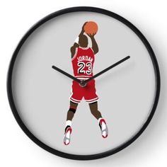 a clock that has a basketball player on it