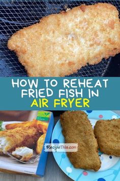 fried fish in air fryer with text overlay