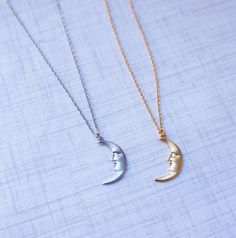 Moon Necklace Moon Face Necklace Dainty Silver Necklace Crescent Moon Charm Necklace for Women Girls Gift Idea Entirely handmade in our studio with love and care Moon charm 17x9mm Back is flat Matte gold or silver plated finish Delicate minimal chain Different lengths available. Finished with a lobster clasp Girls Gift Idea, Dainty Silver Necklace, Necklace Moon, Face Necklace, Moon Face, Girls Gift, Moon Charm, Necklace Dainty, Moon Necklace