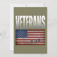 veterans thank you card with an american flag