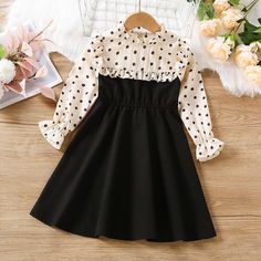 Children's Polka Dots Elegant dress - Bargainwizz Kids Dress Wear, Girls Frock Design, Girl Dress Patterns, Kids Fashion Dress