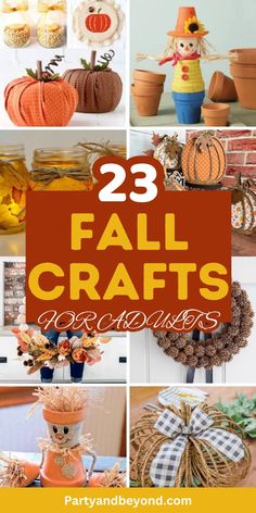 pumpkins and other fall crafts are featured in this collage