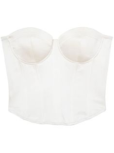 ivory white stretch-silk sweetheart neck rear zip fastening strapless cropped White Satin Corset Top, Strapless White Bra, White Sweetheart Top, White Bustier, Satin Corset Top, Strapless Bustier, Airport Fashion, Bustier Top, Bustiers