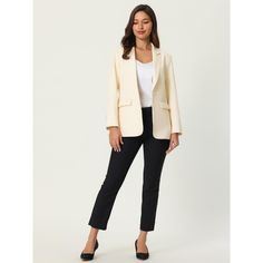 Keep your look semi-formal and fashion in spring weather with this office blazer from Hobemty, featuring long sleeve, 1 button, notch lapel collar. Comfortable and classic, pair with semi-formal shirt or dress for a chic office look. Focused on Ladies' Semi-Formal Wear - This blazer can be a perfect addition to almost any outfit from formal to daily wear, great for work, meeting, office, businesses, work, party, cocktail, wedding, casual, daily dressing, etc. Spring Business Blazer With Notched Lapel, Spring Notched Blazer For Business Casual, Spring Office Wear Blazer With Hidden Button Closure, Spring Business Outerwear For Office Lady, Spring Office Blazer With Hidden Button Closure, Spring Single Button Flat Front Blazer, Spring Office Lady Business Outerwear, Notched Blazer For Spring Workwear, Notch Lapel Blazer For Spring Workwear