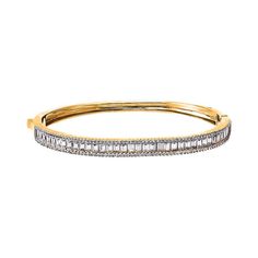 Adina Eden's Pave X Baguette Tennis Bangle Bracelet is a luxurious and elegant accessory, crafted from high-quality brass and plated in your choice of 14K yellow gold, 14K white gold, or 14K rose gold. This bangle features a beautiful combination of clear CZ stones, with both pave and baguette cuts creating a sophisticated tennis bracelet design. Measuring 6mm in thickness and 56mm in diameter, it offers a comfortable and secure fit with a safety lock. Perfect for adding a touch of glamour to an Diamond Anklet, Bold Rings, Bracelet Design, Gold Bangle Bracelet, Anklet Bracelet, Shop Engagement Rings, Diamond Bracelets, Tennis Bracelet, Cz Stone