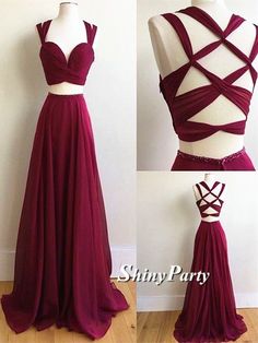 Two Piece Formal Dresses, Prom Dress For Teens, Prom Dress Burgundy, Burgundy Evening Dress, 2 Piece Prom Dress, Formal Dresses For Teens, Winter Formal Dresses, Prom Dresses 2018, Red Prom