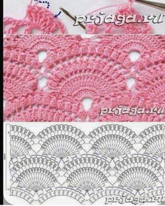 the crochet pattern is shown in pink and white