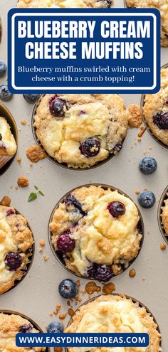 blueberry cream cheese muffins with crumb topping