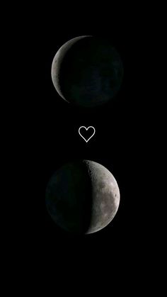 two crescents with the moon in the background and a heart drawn on one side