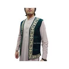 Afghan Traditional Green velvet  vest hand made Embroidered for men  Our amazing embroidered Afghani waistcoat is the absolute ultimate . And the colours will knock your socks off. Embroider the hell out of them. And you get this, an extraordinary piece of outerwear for Men And Women. We Deliver Worlwide . Traditional Embroidered Festive Vest, Traditional Cotton Vest For Festivals, Traditional Festive Winter Vest, Traditional Winter Festive Vest, Traditional Embroidered Fitted Vest, Fitted Embroidered Traditional Vest, Velvet Vest, Mens Vests, Vest Outfits