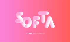 the word softa is made up of white letters on a pink and purple background