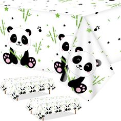 a panda bear table cloth and place mats