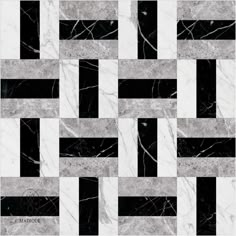 a black and white marble tile pattern with diagonals in the center, as well as an interwoven design