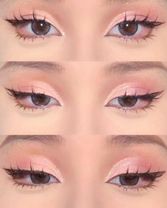 Short Bangs Aesthetic, Cute Makeup Looks Aesthetic, Make Up Styles, K Pop Makeup, Makeup Asia, Teknik Makeup, Makeup Ulzzang, Membentuk Alis, Bentuk Alis