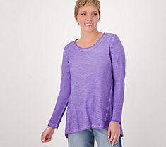 This comfy cotton top is just right for casual weekend outings. The lace trim detail adds a sweet finishing touch. From LOGO by Lori Goldstein®. Is Logo, Lori Goldstein, Casual Weekend, U Neck, Trim Detail, Cotton Top, Cotton Tops, Long Sleeve Top, Knit Jersey