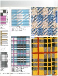 an article in the japanese knitting book shows different patterns and colors for knitted blankets