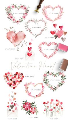 valentine's day wallpaper with hearts, flowers and other items in pinks