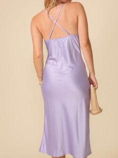 FINAL SALE. NO RETURNS OR EXCHANGES. Keep your summer wardrobe fun with this lilac satin midi dress. Fabric: 96% Polyester, 4% Spandex Dusty Lilac, Satin Midi Dress, Summer Wardrobe, Dress Fabric, Final Sale, Lilac, The One, Midi Dress, Satin