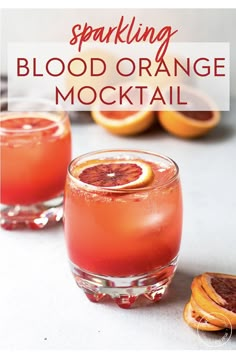 blood orange mocko cocktail is garnished with grapefruit and served in glasses