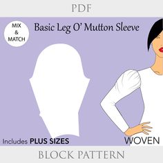 an image of a woman's silhouette with the text basic leg o'mutton sleeve