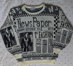 White Newspaper, Newspaper Printing, Sweater Jumper, Knitwear Design, Jumper Sweater, Adele, Knitting Designs, Newspaper, Pullover Sweaters