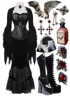 #aesthetic #outfit #gothic #goth #icon #gothicoutfit Vampire Aesthetic Outfit Woman, Goth Outfit Board, Vamp Goth Outfit, Vampiric Fashion, Goth Outfit Inspiration, Romantic Goth Fashion, Vampire Goth Outfits, Vampire Goth Fashion, Vamp Outfit