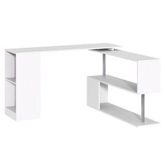 The HOMCOM L-shaped corner desk features a unique rotating design that can be adjusted to your needs and contains plenty of storage space. The modern look adds a touch of class to your office or home and is crafted from high grade materials. Create a stylish workstation, storage unit, and display case in one with this unique offering from your friends at HOMCOM.- Space saving l-shaped computer desk ideal for your office, bedroom, dorm - Rotating design allows it to be placed as an l-shape or straight shaped unit - Large top working surface for placing computer equipment and school supplies - Solid and sturdy build from durable engineered wood with a laminated surface - Easy to clean furniture with smooth-coated and dust-resistant top surfaces - Easy assembly required- Color: White Wood Gra White Bookshelf, Office Brown, Large Computer Desk, L Shaped Corner Desk, High Desk, Computer Desk With Shelves, Desk Modern, White Bookshelves, Desk Dimensions