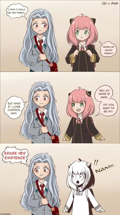 Eri has the ability to turn back any object to its past (including living things such as humans) while Anya can read someone's mind. Anya In Other Manga, Spy X Family Crossover Mha, Mha X Spy X Family, Eri And Anya, Eri From My Hero Academia, Anime Crossover Art, Anya Older Version, Eri Fanart Cute, Spy X Family Actor Au