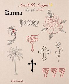 an old fashioned tattoo design with flowers and crosses