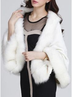 Faux Fur Cotton Wedding Wrap (013148300) - JJ's House Fur Cloak, Womens Faux Fur Coat, Cotton Wedding, Winter Knit Sweater, Dress With Shawl, Top Wedding Dresses, Trim Jacket, Fur Coats Women, Wrap Coat