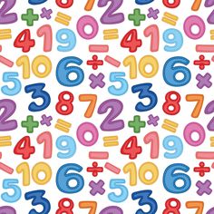 colorful numbers and numerals on a white background