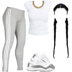 White And Grey Outfit, Adidas Activewear, Jordan Outfits, Cute Lazy Outfits, Swag Outfits For Girls, Womens Fashion Edgy, Grey Outfit, Outfit Trends, Tween Outfits