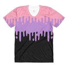 This t-shirt features a vivid, all-over print inspired by dripping slime! The material is a very soft and breathable polyester.  These shirts are a relaxed fit womens t-shirt. They are looser than our other womens shirts and more equivalent to a standard (not juniors) womens sizing. Please consult Sketch Outfits, Pastel Goth Shirt, Pastel Tops, Apron Ideas, Pastel Punk, Rat King, Indie Streetwear, Goth Shirt, Pastel Goth Fashion