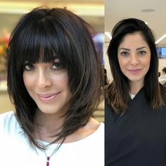 Medium Length Shag Hairstyles With Curtain Bangs, Heavy Bangs Bob, Medium Bob Haircuts For Women With Bangs, Long Bob With Layers And Bangs, Stepenasta Kosa, Medium Bob Hairstyles With Bangs, Long Bob Cut With Bangs, Shoulder Length Bob With Bangs, Medium Haircuts With Bangs