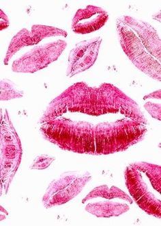 pink lipstick with different shapes and sizes on white background, including the lips in various colors