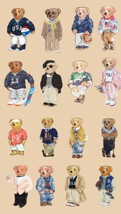 Polo Bear Outfit, Polo Bear Ralph Lauren, Laptop Case Stickers, Baby Birthday Themes, Teddy Bear Clothes, Jungle Pattern, Bear Drawing, New Photos Hd, Bear Illustration