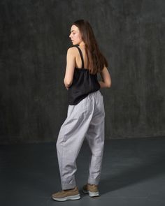 * natural striped fabric (50% linen 50% cotton) * wide leg form pants * unisex  - for you and for him * elastic wide waistbelt * possibility to roll up the bottom Gender Neutral Fashion, Pants Linen, Wide Leg Linen Pants, Striped Fabric, Neutral Fashion, Pants Wide Leg, Striped Pants, Linen Pants, Wide Leg Trousers