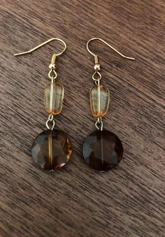 Chestnut crystal bead earrings with light yellow accent beads Cheap Brown Dangling Beads Earrings, Crystal Bead Earrings, Tiger Earrings, Aqua Earrings, Crystal Chandelier Earrings, Orange Earrings, Yellow Earrings, Yellow Accents, Large Earrings