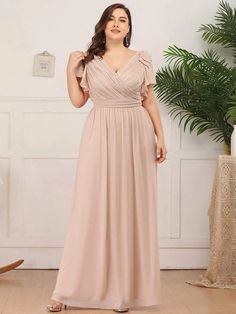 Ruffles Sleeves Evening Dress|Ever-Pretty - Ever-Pretty US#plussizedresses#weddingguestdress#promdress#partydress#eveningdress#eveninggowns#dress#chiffondress#everpretty#bridesmaiddress Pretty Plus Size Dresses, Long Chiffon Evening Dress, Dresses With Ruffles, Ruffles Sleeves, Big Size Dress, Dress With Ruffle Sleeves, Evening Dresses With Sleeves, Chiffon Evening Dresses, Evening Dresses Plus Size