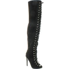 Cr Olga Thigh High Open Toe Stiletto Heel Lace Up Full Zipper Boots Nubuck Size: 6 B(M) US.  Color: Black.  Gender: female.  Age Group: adult. Zipper Boots, Crazy Shoes, Thigh High, Stiletto Heel, Thigh Highs, Gender Female, Stiletto Heels, Open Toe, Clothing And Shoes