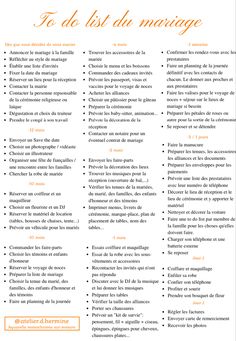 an orange and white brochure with the words to do list de marriage on it