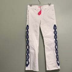 Questions? Leave A Comment Below! White Denim Jeans, Blue Embroidery, Denim Jean, White Denim, Leave A Comment, Lilly Pulitzer, White Blue, Denim Jeans, Blue White