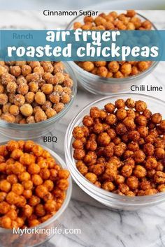 the air fryer chickpeas recipe is shown