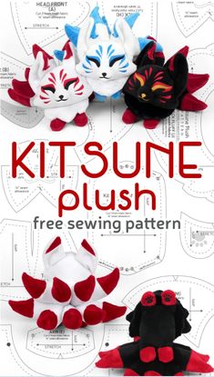 the kitsune plush sewing pattern is shown